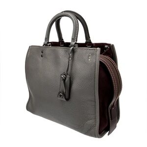 Coach 23755 Women’s Heather Gray Leather w Maroon Suede Trim Rouge Shoulder Bag